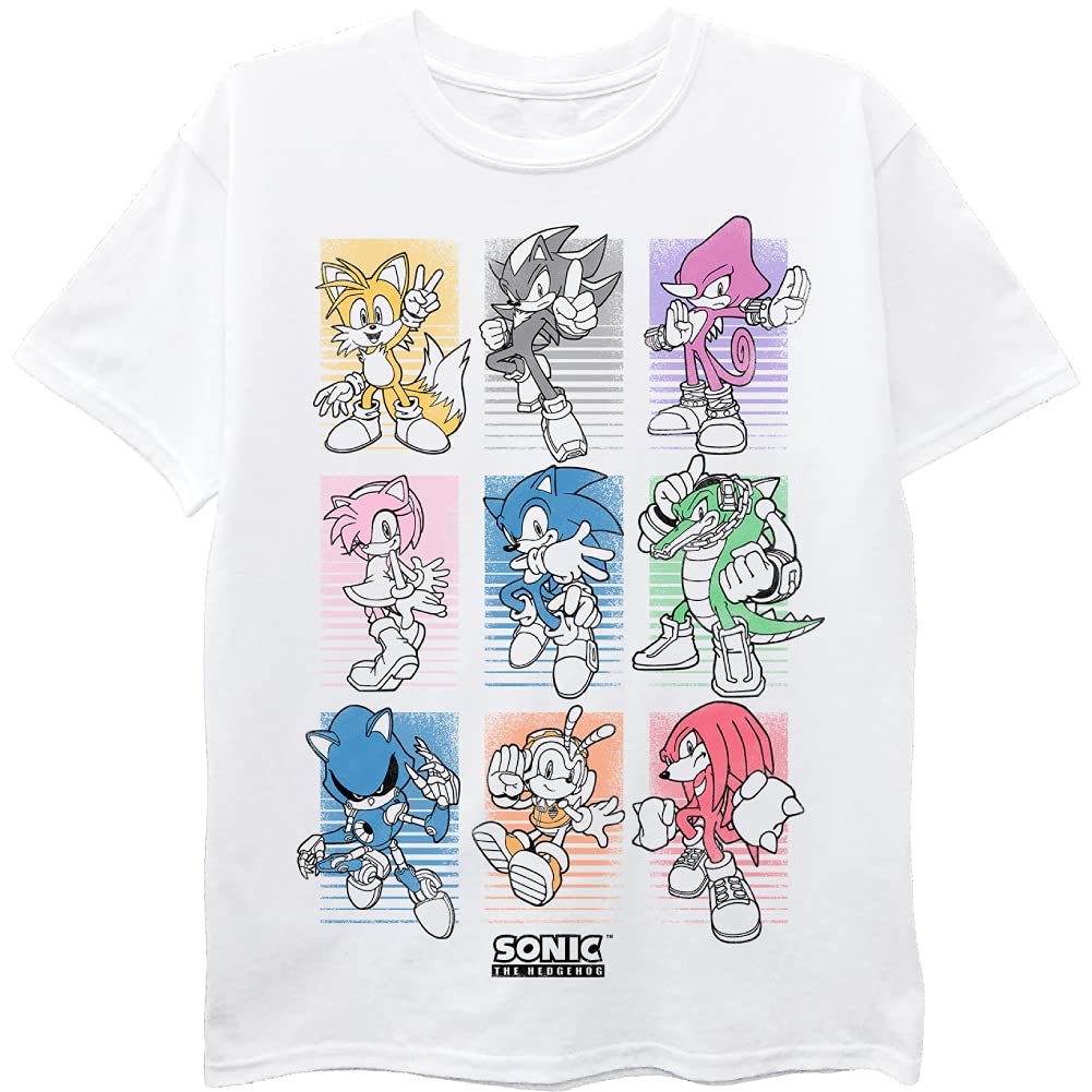 SEGA Boys' Sonic The Hedgehog Short Sleeve Tee - Sonic, Tails, Knuckles - Sega