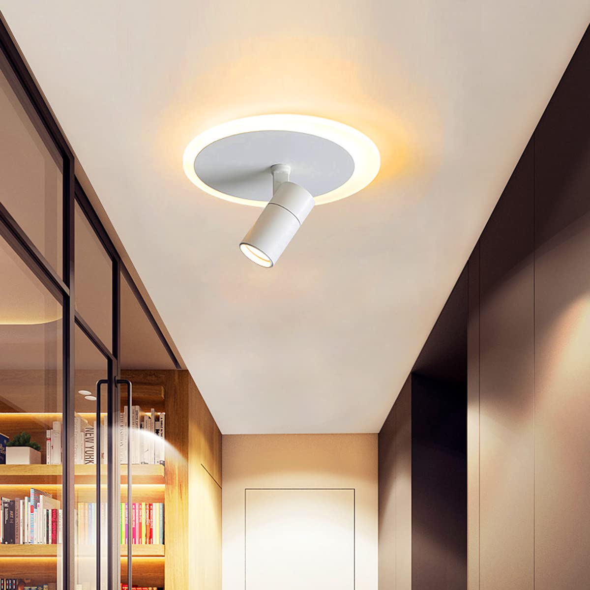 Spot de plafond à 1 lampe avec ampoule 15W GU10 incluse et diffuseur rotatif white - 8