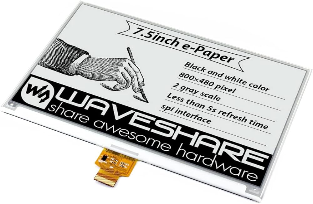 Waveshare7.5インチ電子ペーパー800×480解像度 モノクロ Amazon | Waveshare 7.5インチ電子ペーパーE-Inkrawディスプレイ、800