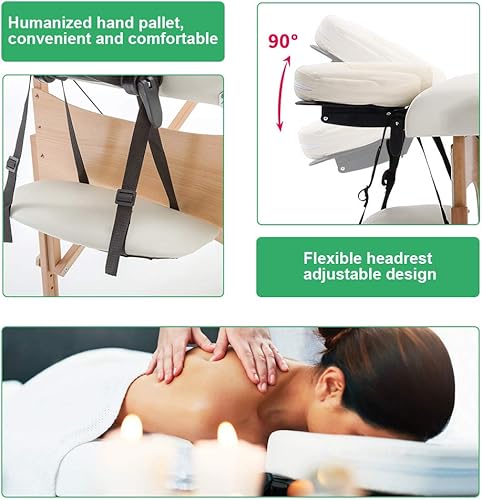 Miniatura 6 de Mesa de masaje portátil cama de masaje para spa de altura ajustable 77 pulgadas de largo x 28 pulgadas de ancho plegable en 2 hecha de poliuretano