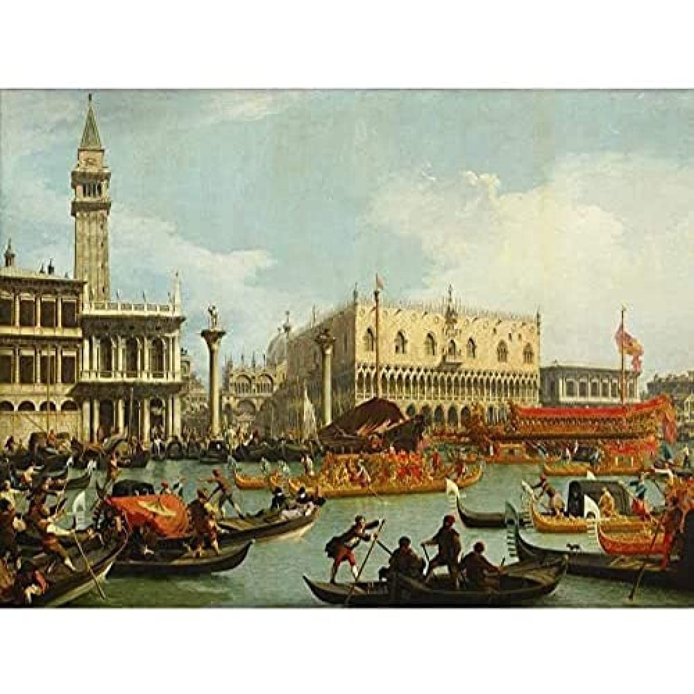 Canaletto Bucentaur's Return Venice Italy Painting Art Print Canvas Premium Wall Decor Poster Mural