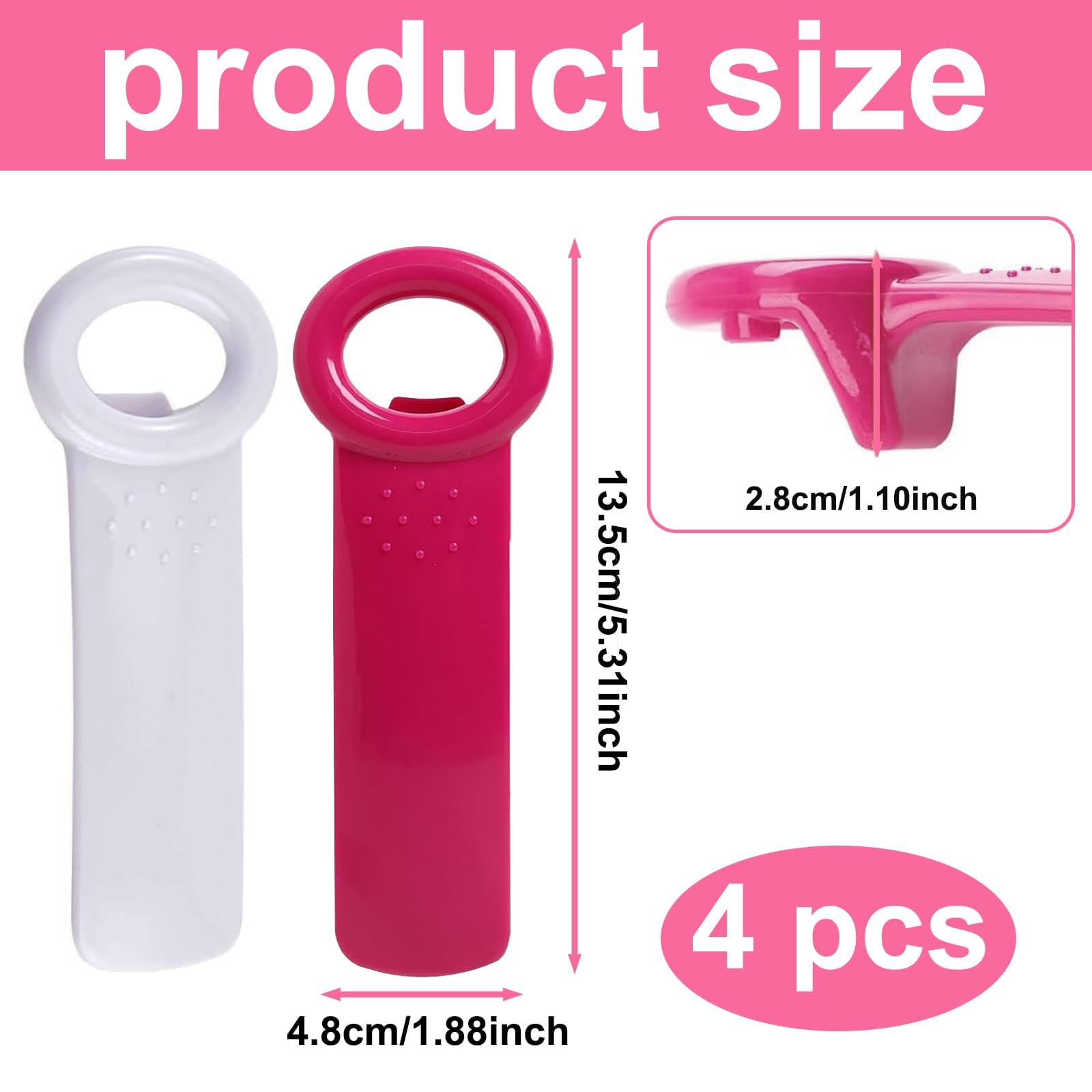4 Pcs Jar and Bottle Opener Set, Mini Portable Hand Operated Gripper for Elderly Children and Women (Rose Red, White) - Image 2