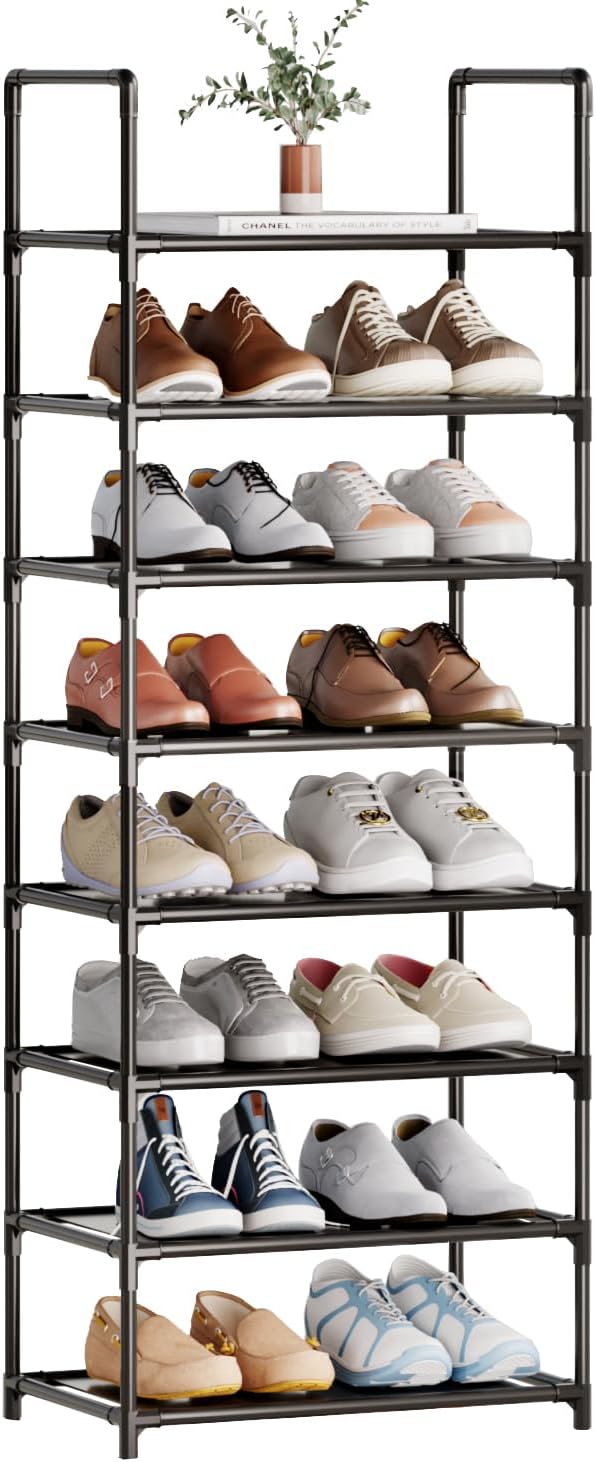 8-Tier Tall Shoe Rack for Closet, Entryway, Adjustable Sturdy Durable Shoe Shelf,Narrow Shoe Stand Organizer (17.2" W×10" D×58" H,Black) image 3