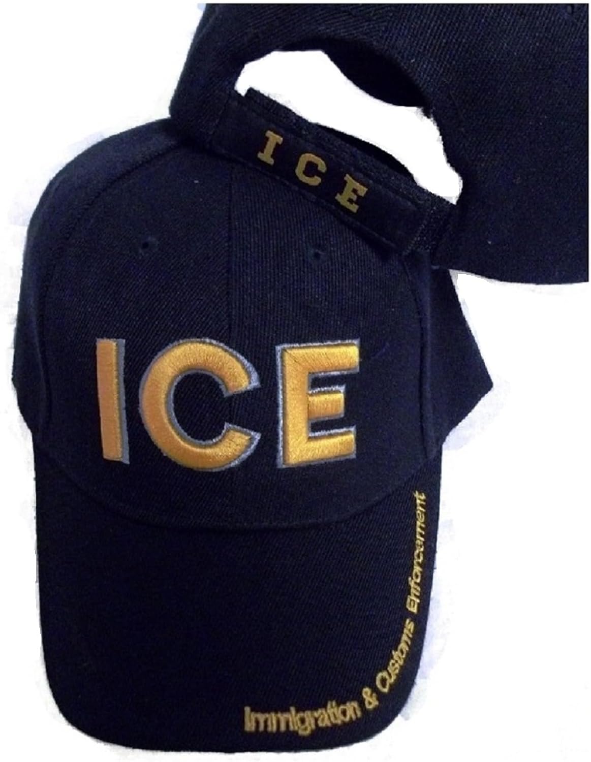 ICE 3D Black & Gold Embroidered Hat Baseball Style Ball Cap