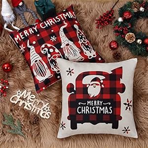 CAROMIO Buffalo Plaid Christmas Pillow Covers 18x18 Inch Set of 4 Black and Red Gnomes Throw Pillow Cases Winter Holiday Outdoor Decorations Deer Xmas Tree Santa Claus Cushion Covers for Sofa Couch CAROMIO Buffalo Plaid Christmas Pillow Covers 18×18 Inch Set of 4 Black and Red Gnomes Throw Pillow Cases Winter Holiday Outdoor Decorations Deer Xmas Tree Santa Claus Cushion Covers for Sofa Couch