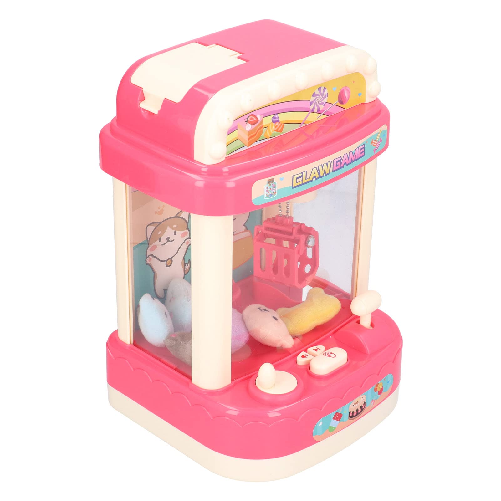 Macchina per Bambole con Artigli per Bambini Divertente Mini Gioco di Presa Giocattolo per Bambini Festa di Compleanno Materiale ABS con Suono e Luce (Mini macchina per bambole rosa
