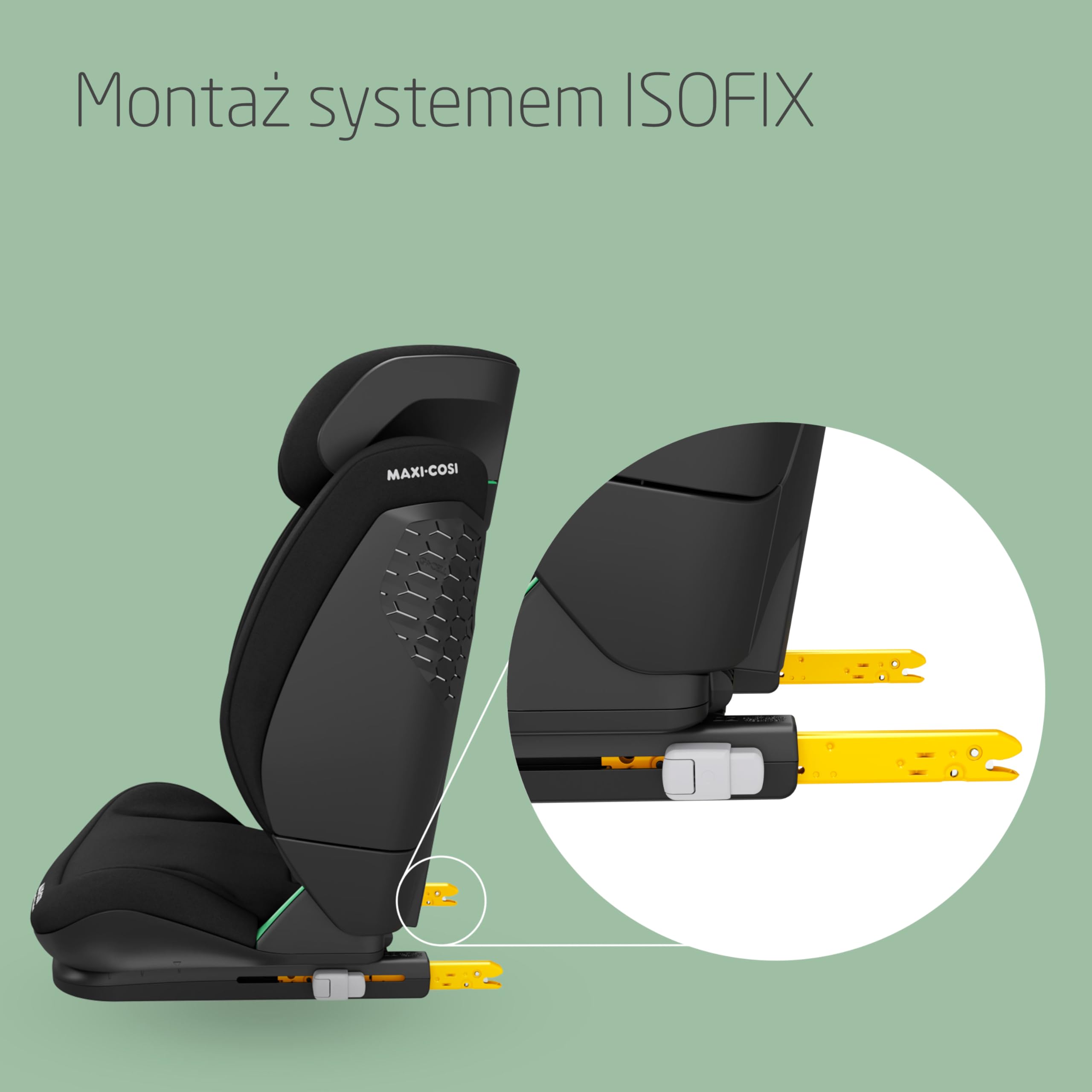 Maxi-Cosi RodiFix S Comfort i-Size, komfortowe materiały przepuszczające powietrze, regulowany fotelik samochodowy, 3,5–12 lat (100–150 cm), 3 pozycje odchylania, G-CELL, AirProtect, Authentic Black
