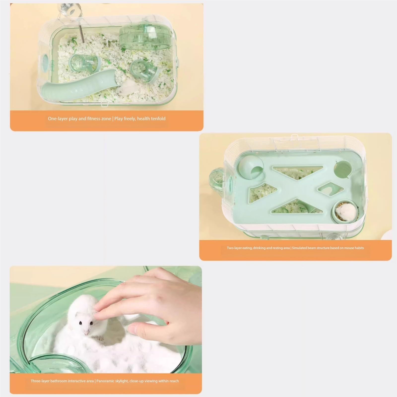 Jaulas para Animales Villa Verde con Jaula for hámster de Doble Capa tubería for Gran Espacio