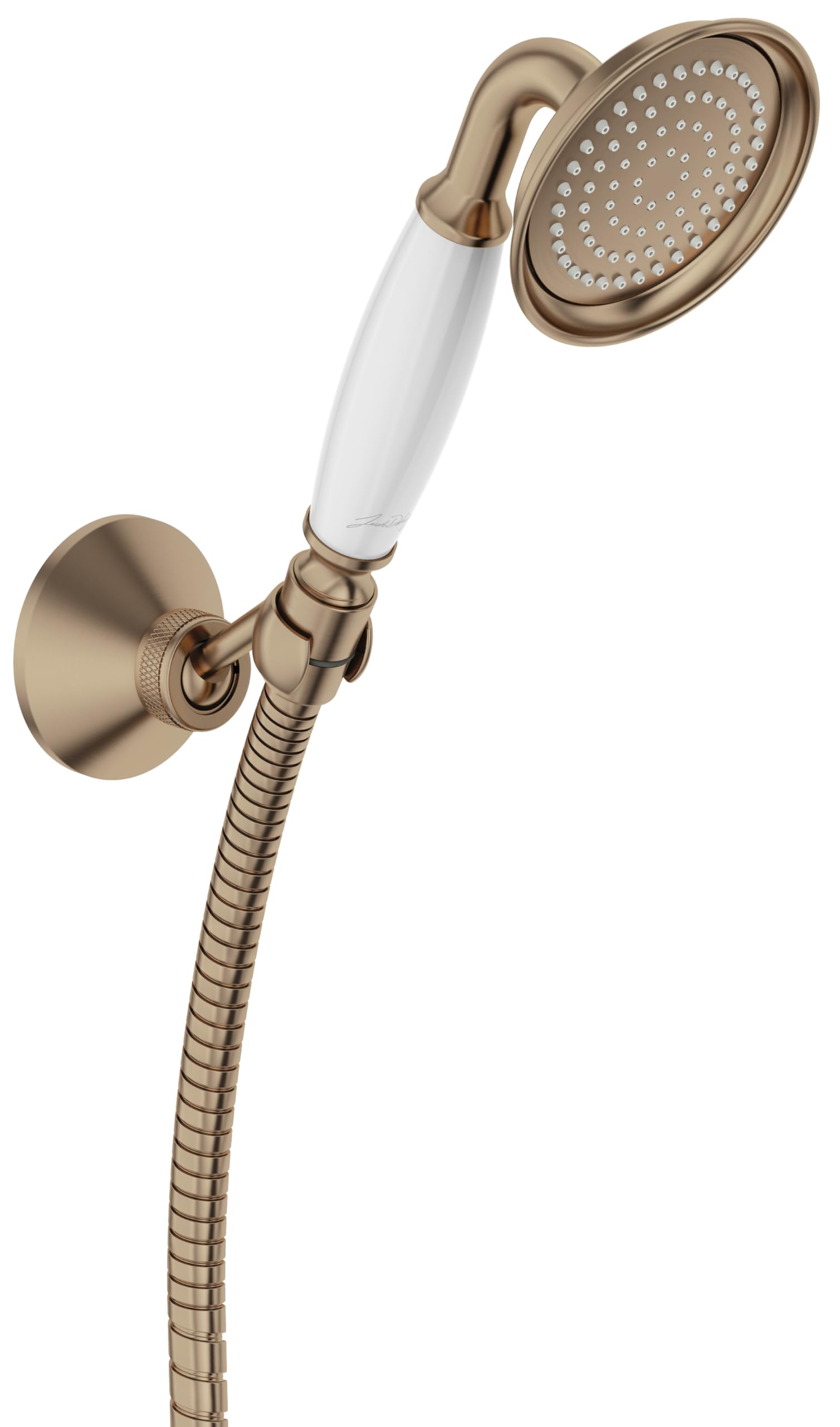Jacob Delafon - Set de douche Louise - Avec Crochet, Flexible et douchette - Design Rétro - Économie d’eau - 150x8,50x7,30 cm - Finition Bronze - E24365-BCN