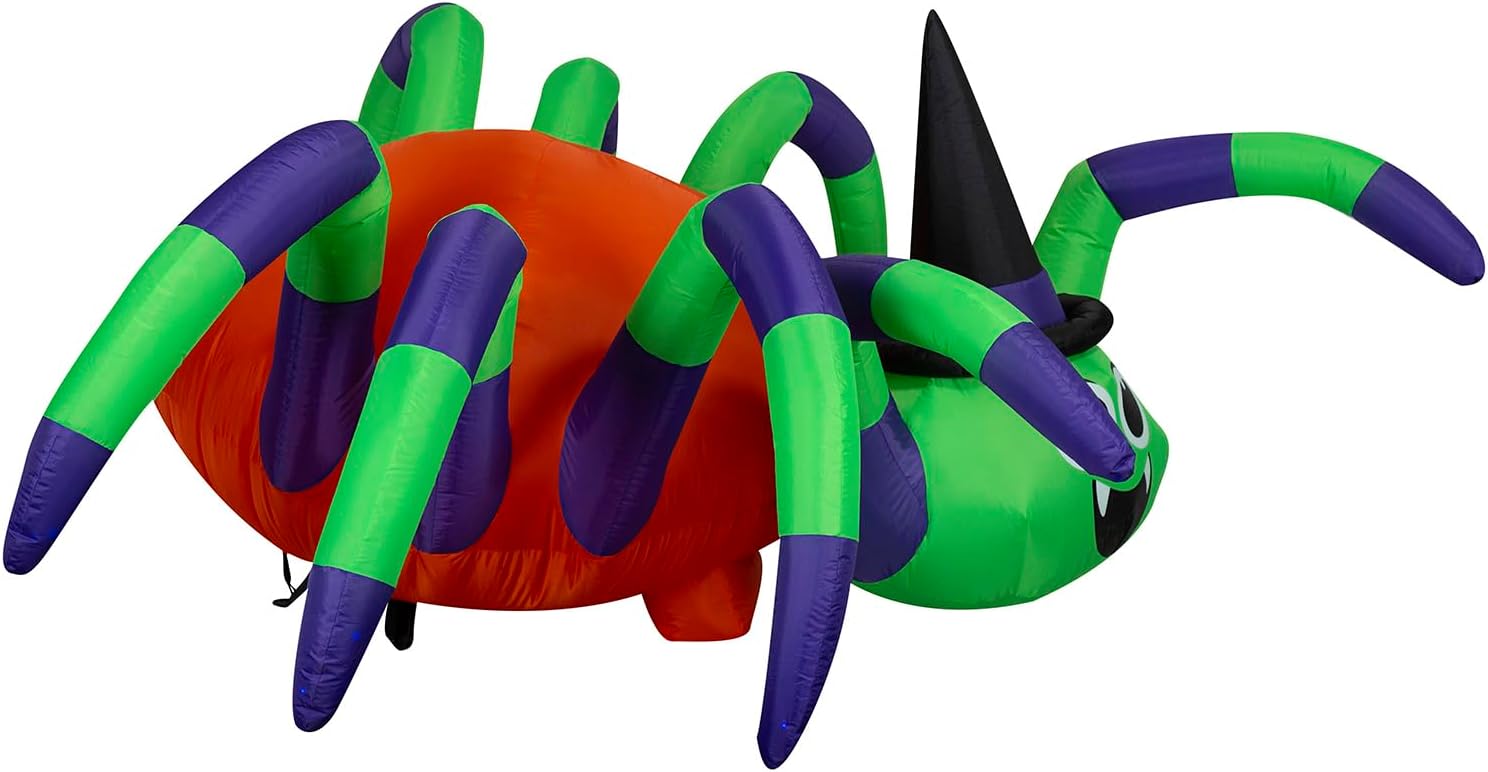 GEMMY AIRBLOWN® Inflatable – THE Original Blow UP Holiday Decor 8.6 FT Spider Halloween Inflatables Outdoor Decoration, Animated Spider Blow Up LEDs for Indoor/Outdoor Halloween Yard Decoration