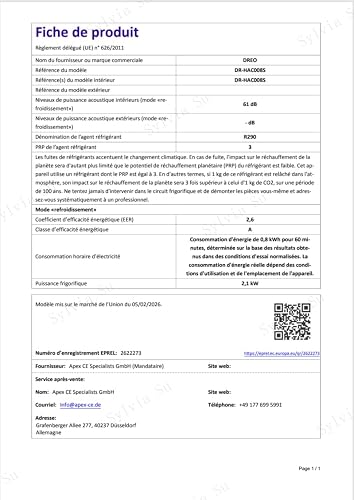 DREO climatiseur mobile 7500 BTU 3-en-1 refroidissement/ventilation/déshumidification, silencieux pour chambre ou bureau, contrôle par app et voix, sans drainage, kit fenêtre, 2,5 L/h, AC318S - 11