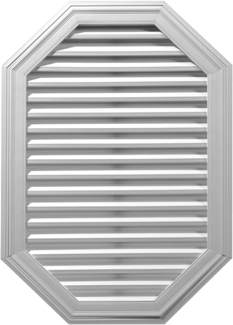 32"W x 47"H Elongated Octagon Gable Vent Louver, 268 Sq. Inch Vent Area