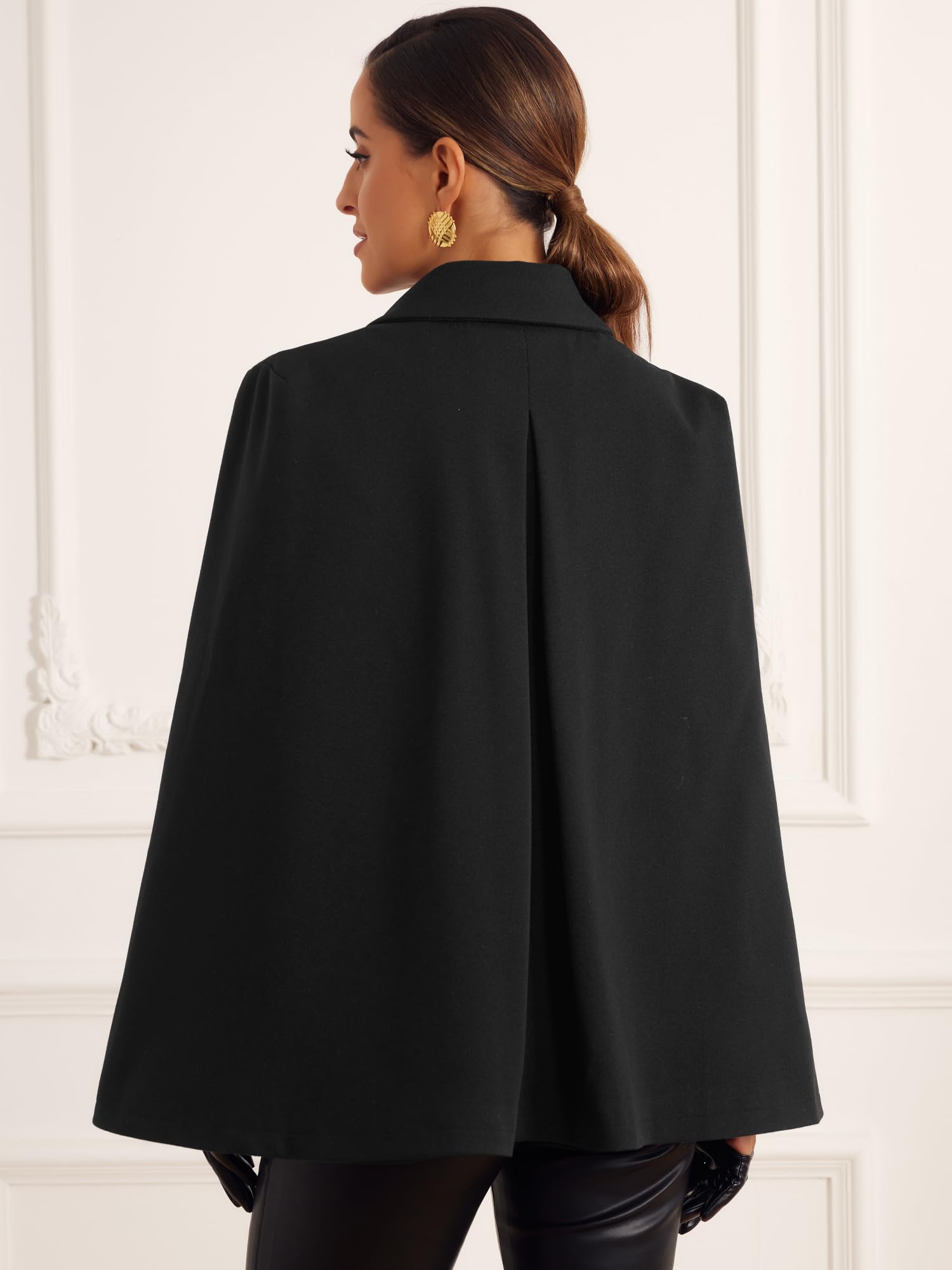 Allegra K Damen Blazer Geteilte Ärmel Knopfleiste Vorne Lässige Arbeitskleidung Cape Mantel Schaljacken