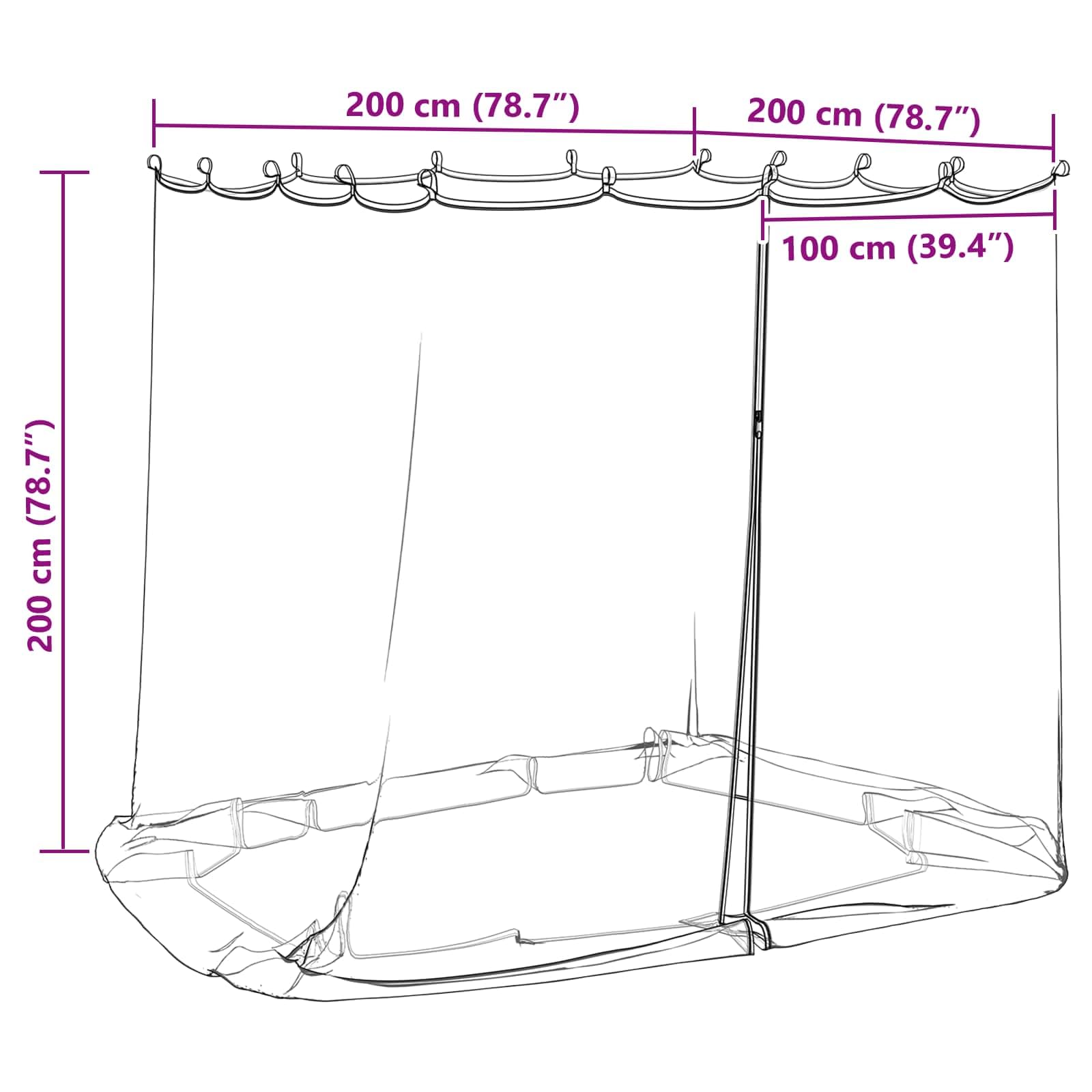 Moustiquaire pour tonnelle 220 Mesh blanc, 2 x 2 x 2 m, polyester, moustiquaire avec fermeture éclair et fermeture pour extérieur, balcon, terrasse