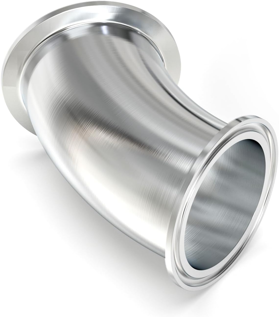 TAISHER 1PCS 304 Stainless Steel 4" Tube OD 45 Degree Elbow Sanitary Pipe Fittings 4" Tri Clamp 119MM Ferrule Flange with 2PCS Silicone Gaskets