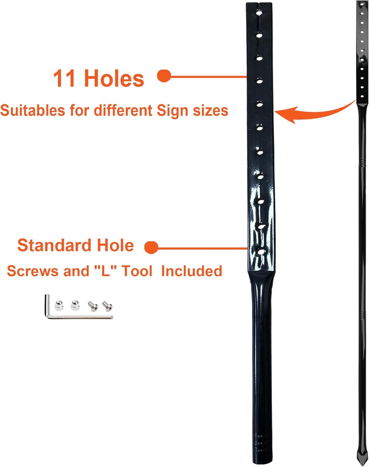 Metal Stakes for Yard Signs, 36-Inch Heavy Duty Posts, Black, 2-Pack