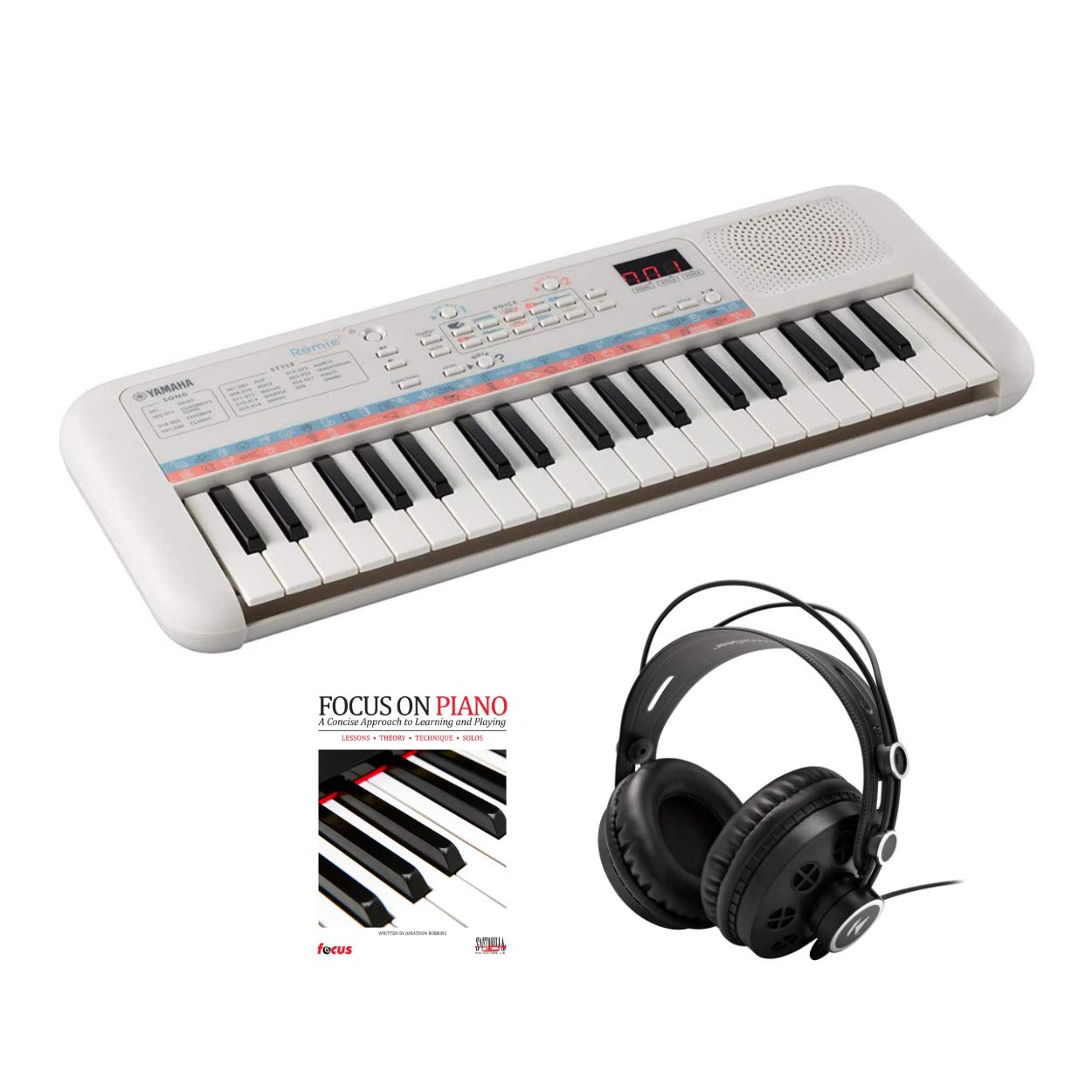 Yamaha Remie PSS-E30 Mini-Key Portable Keyboard Bundle with Knox Studio Headphones and Focus Book/CD (3 Items)-image-13