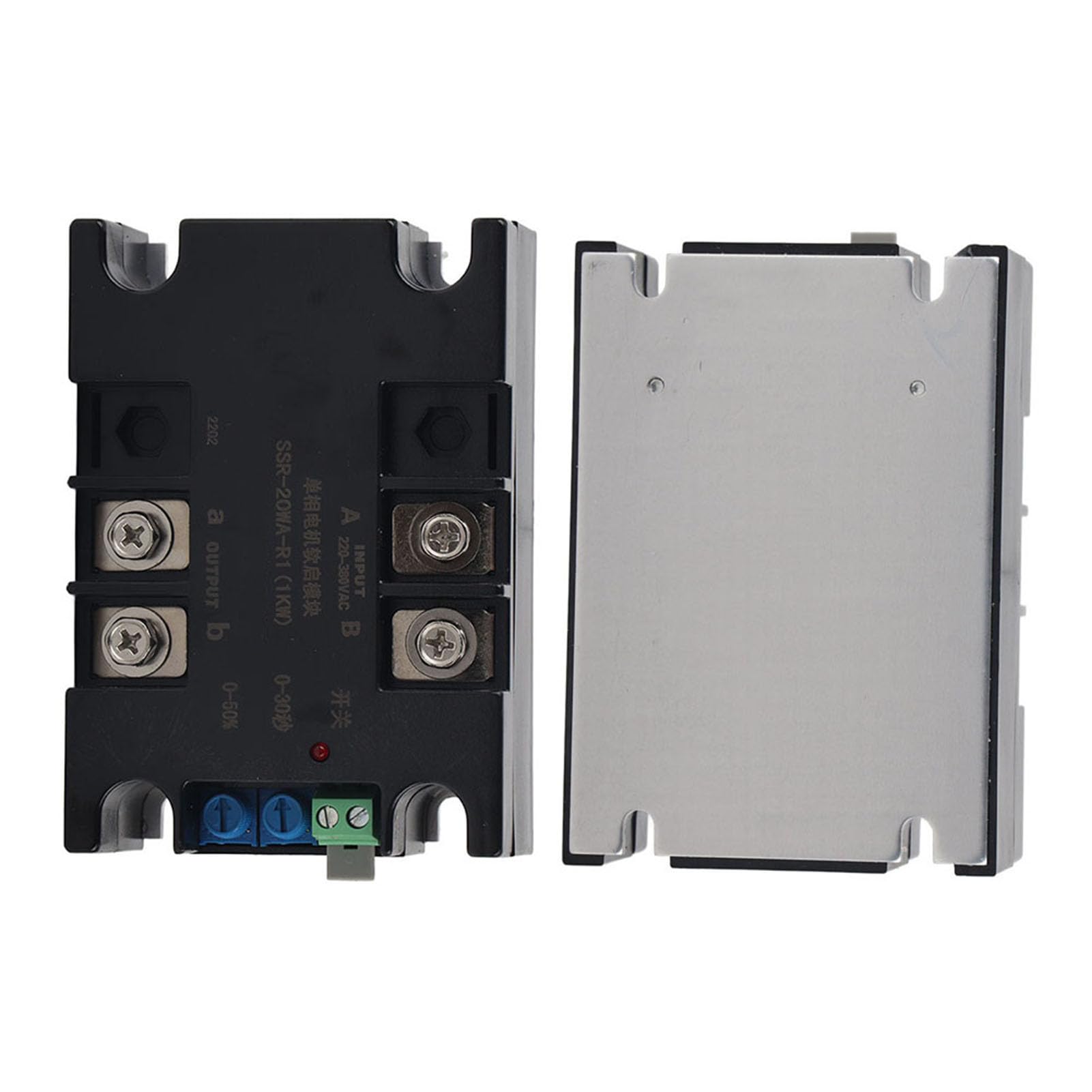 Aramox Contrôleur de Démarrage Progressif pour Moteur Monophasé, SSR-20WA-R1, 220-380V, Réglable 0-30 Secondes, avec Refroidisseur