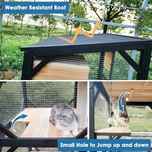 Image of Cat Catio Cat House Outdoor Enclosure Window Large Outside Patio, 4 Wheels