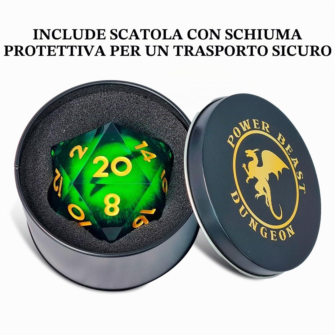 Titan - Dadi grandi rotanti Dragon Eye D20, 55 mm, Jumbo, poliedrici, Dungeons and Dragons, D&D, Pathfinder