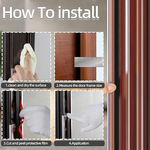 Miniatura 6 de Tira de sellado de puerta de goma de 9.8 pies para puertas y ventanas, tira de aislamiento de puerta autoadhesiva, selladores de puerta
