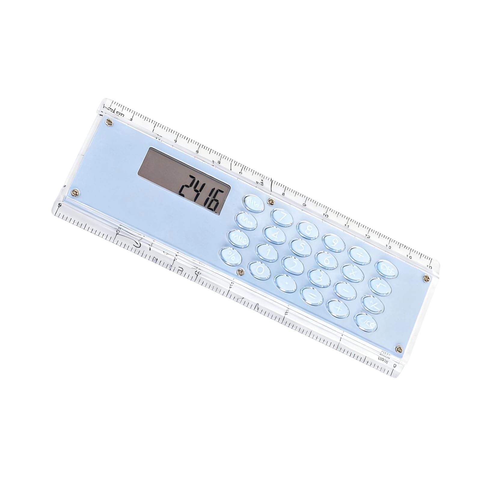 Rafgaldex Blue Creative Double Scale 15Cm Ruler And Digital Calculator Space Saving For Learning Projects Double Scale Measuring Ruler And Electronic Calculator