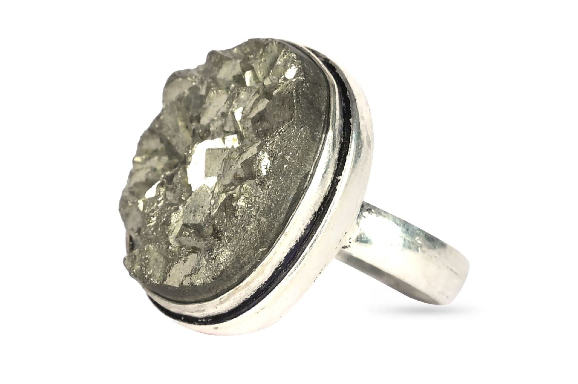 MAUTIK SADIWALA Genuine Pyrite Druzy 925 Solid Sterling Silver Adjustable Ring Unisex Ring (B0BXV6MC94) Amazon Price History, Amazon Price Tracker