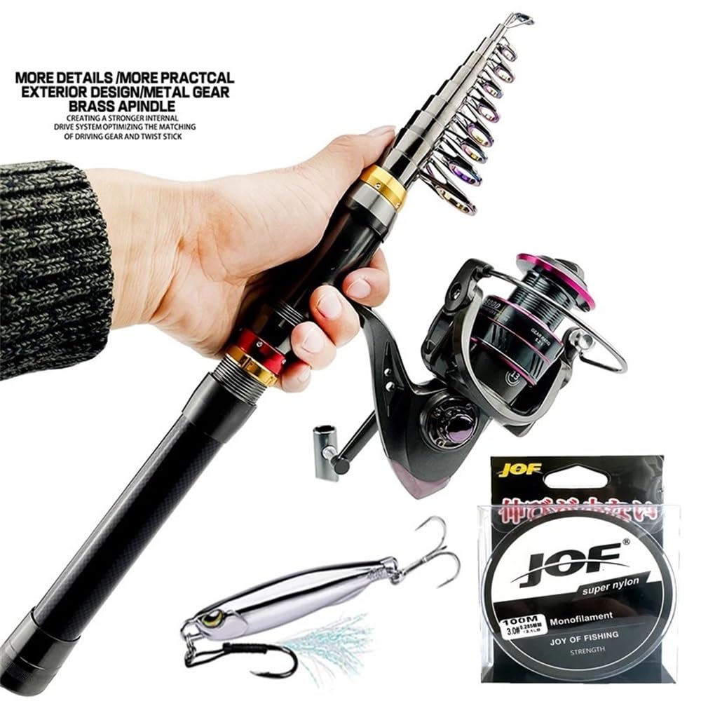 Wędka, Telescopic Spinning Fishing Rod Reel Set 1.8-3.6M Ultralight Metal Spool Sprzęt wędkarski