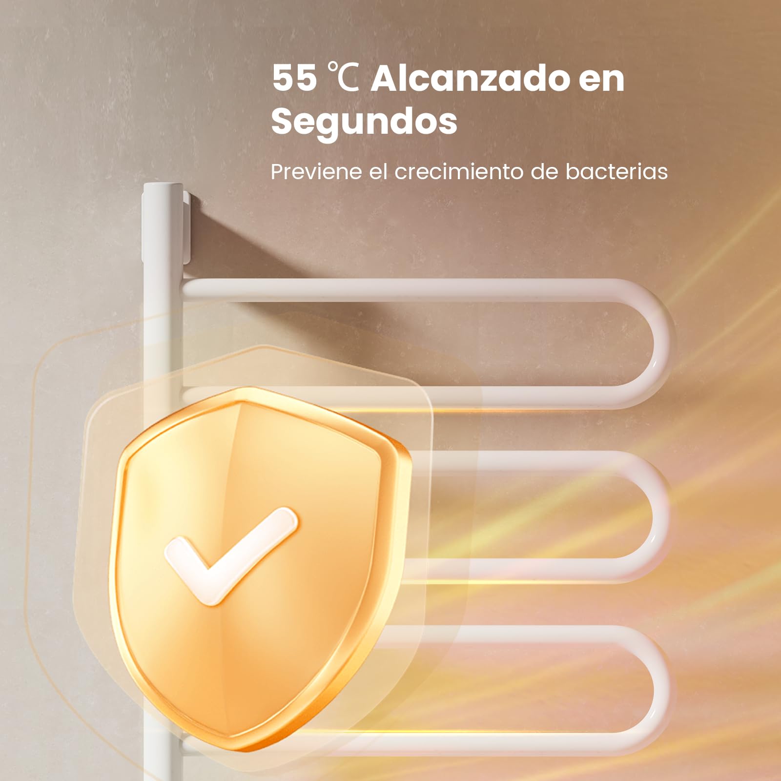 EMKE Radiador de Toallas Eléctrico 78 x 43 cm, Termostato Inteligente WiFi, Radiador Eléctrico para Baño, Calentador de Toallas Eléctrico, Blanco, 170W