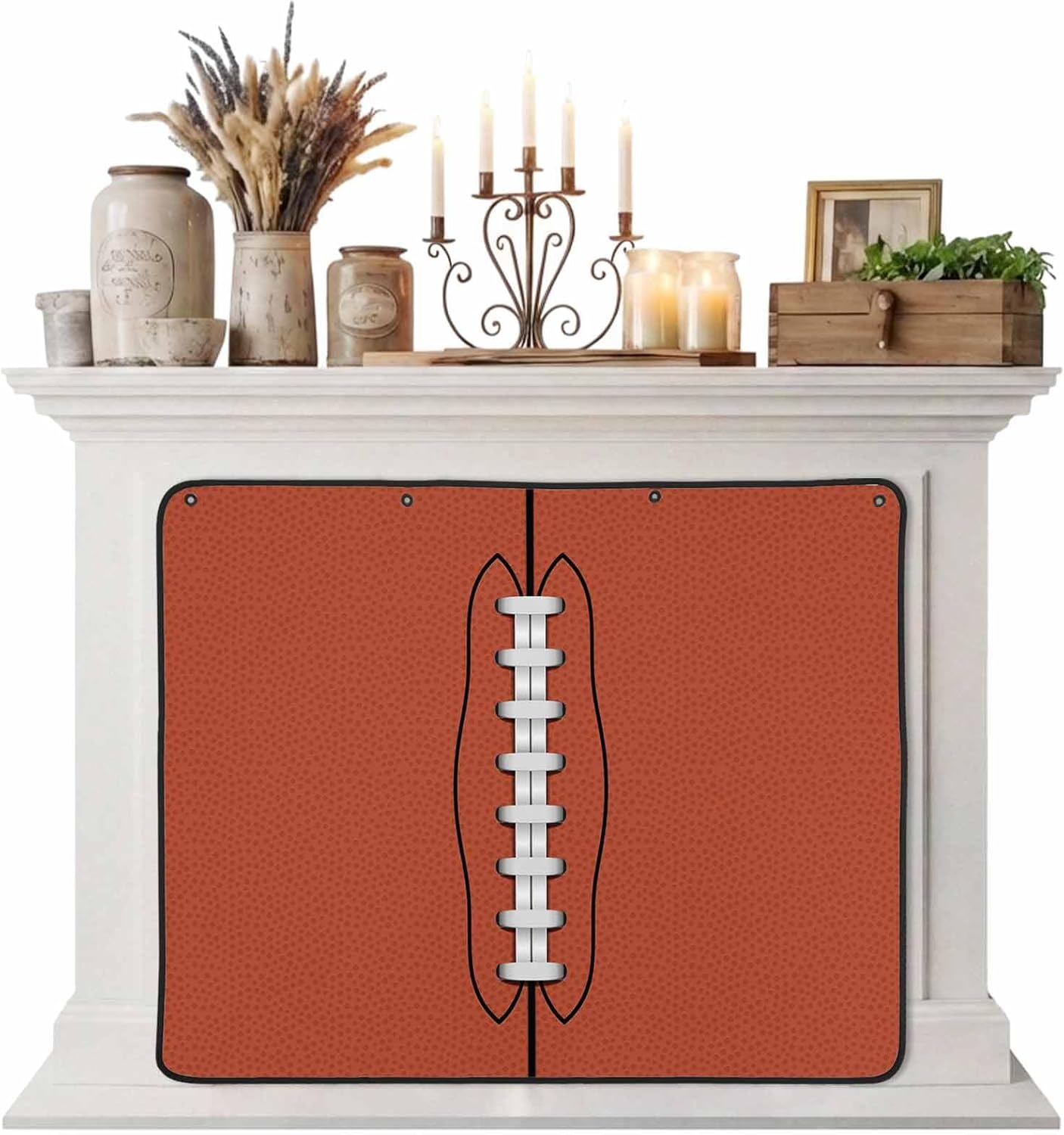 Magnetic Fireplace Cover American Football Fireplace Screen Decorative Retro Fur Texture Sports Insulation Fireplace Blocker Save Energy Fireplace Draft Stopper Covers for Living Room 36x30 Inch