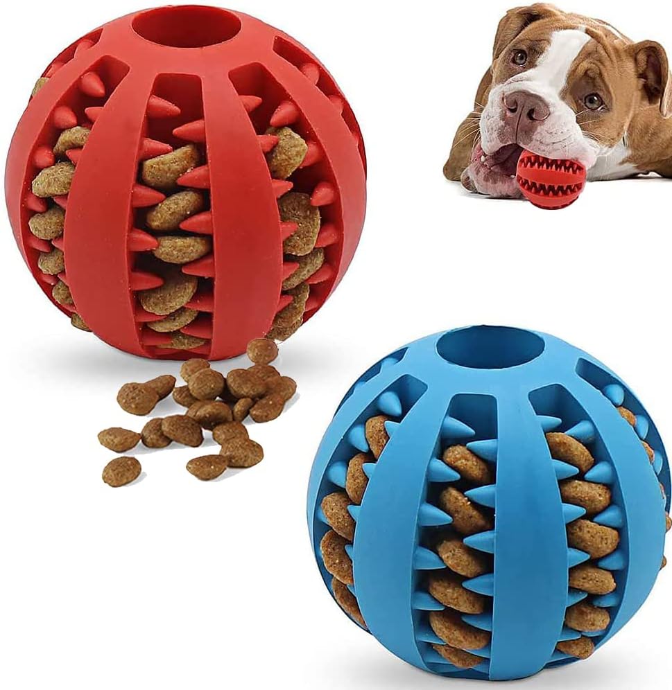 Speedy Panther2Pcs Dog Treat Dispenser Ball Toy Interactive Dog Toys for Boredom Teeth Cleaning Chew Toy Rubber Ball for Puppy Small Dogs (S)