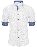J.VER Mens Pattern Shirts Long Sleeve Regular Fit Button Down Printed Shirts White Polka Dots X-Large