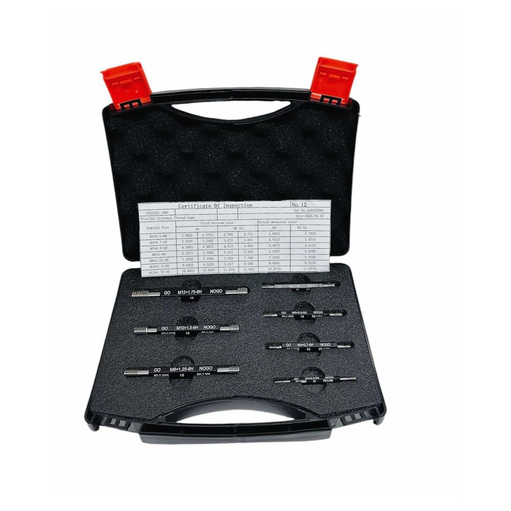 Prolinemax 7 Pc H6 Metric Thread Plug Gage Gauge Set Double End GO & NO GO W/Certificate