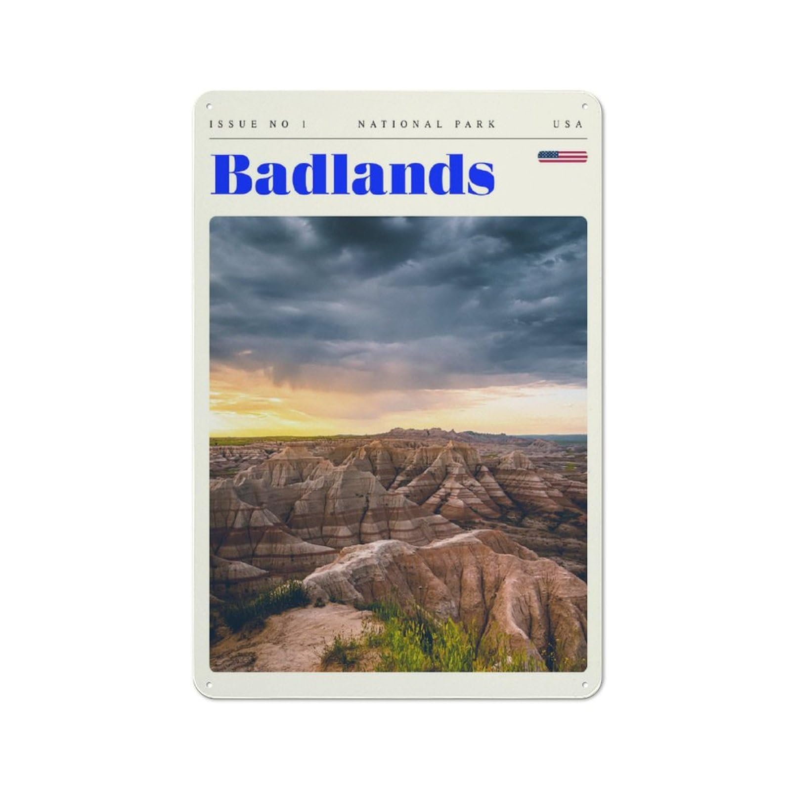 Junmoney Style-9 Badlands National Park Travel Art Printed Metal Sign 30X20cm For Garage Wall, For Collectors Of Vintage Metal Wall Decor