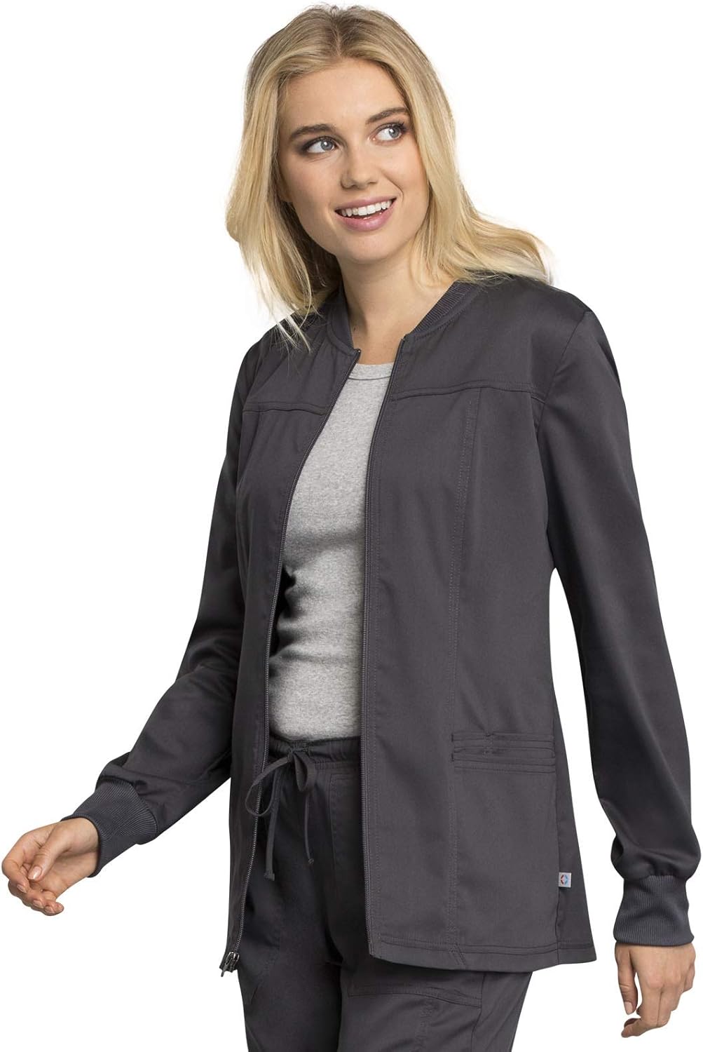 Cherokee Women Warm Up Scrubs Jacket Modern Classic Fit with Zip Front WW305AB