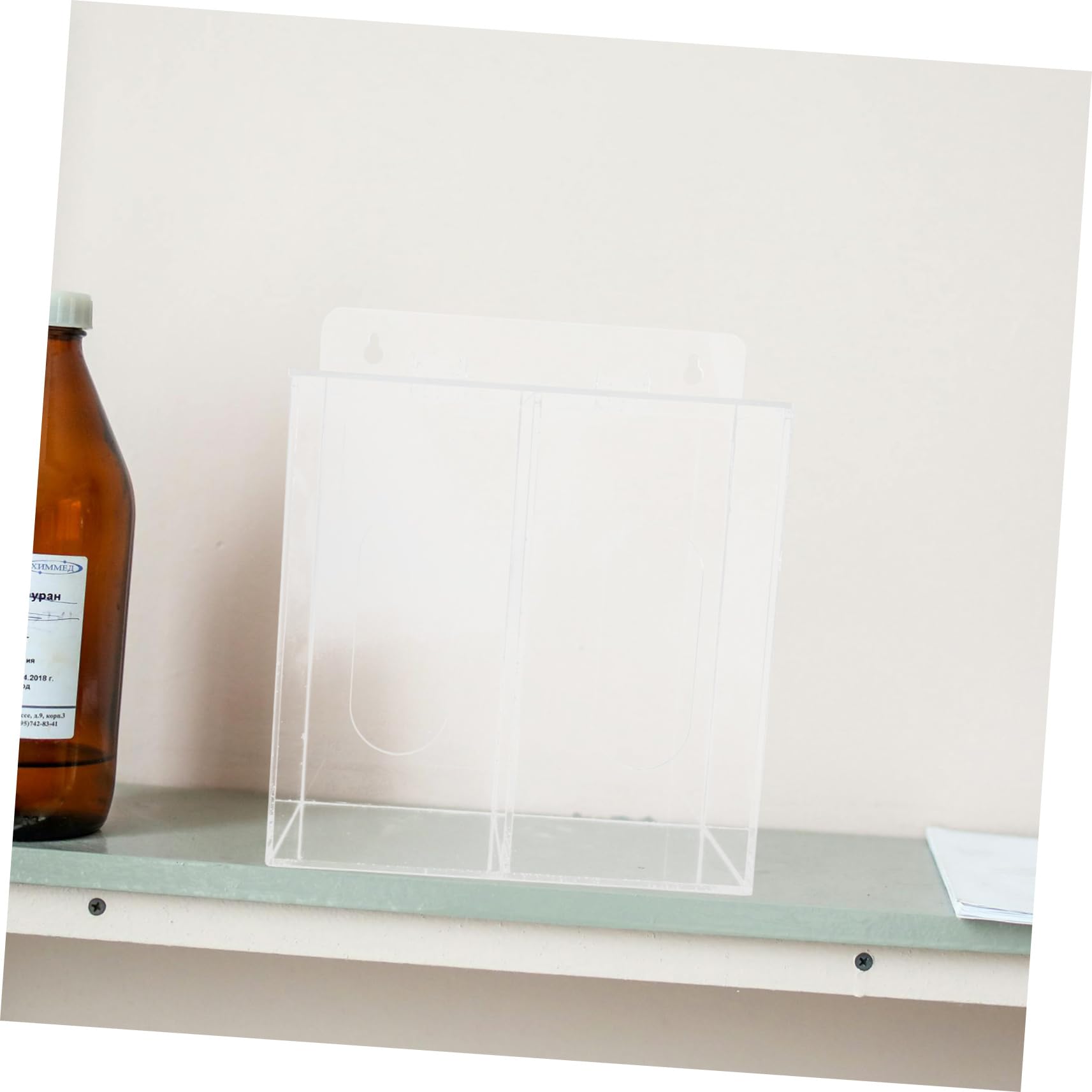 Dispenser da Parete in Acrilico per Maschere e Guanti con Due Scomparti, Contenitore Multifunzione Trasparente per Facile Accesso in Ambienti Professionali e Laboratori