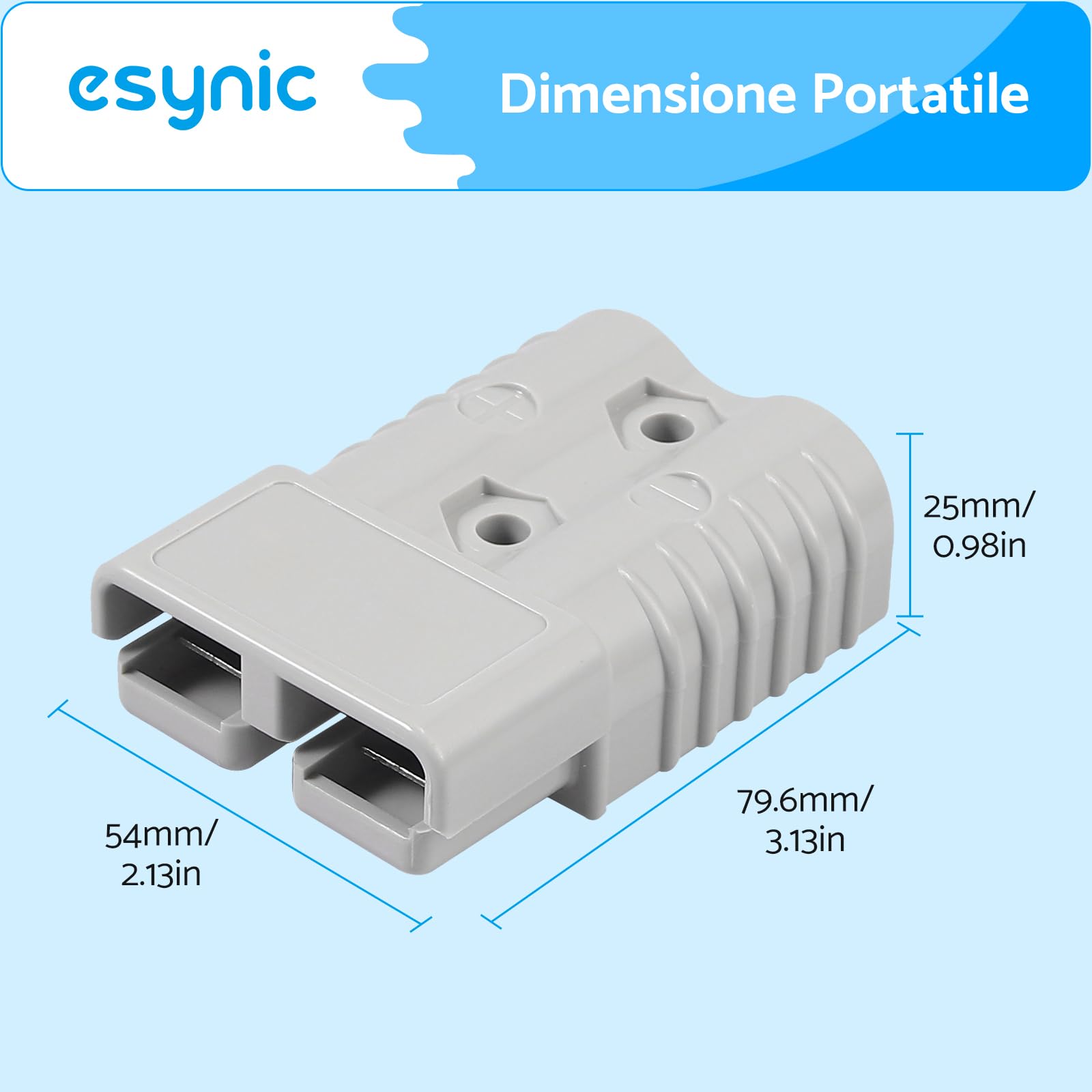 eSynic 2PZ Connettore Spina per Anderson 175A 600V 1/0AWG con 4 Terminali e Cappuccio Antipolveri, 2X Connettore Batteria per Anderson AC/DC Applicazioni Alimentazione di Auto Roulette - Grigio
