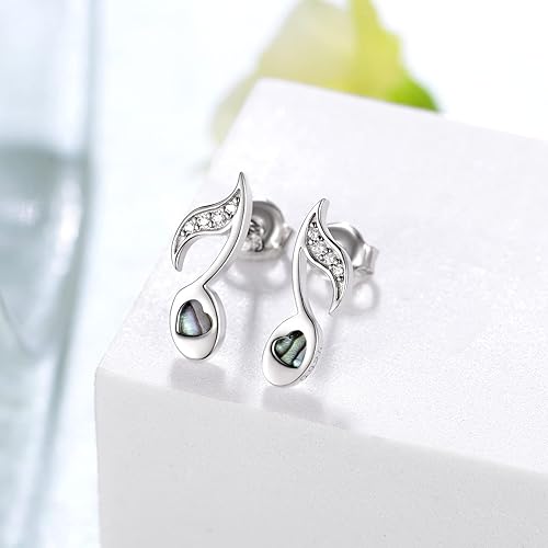 Miniatura 2 de Pendientes y anillo de plata de ley con notas musicales y clave de agudos, joyería musical para mujer