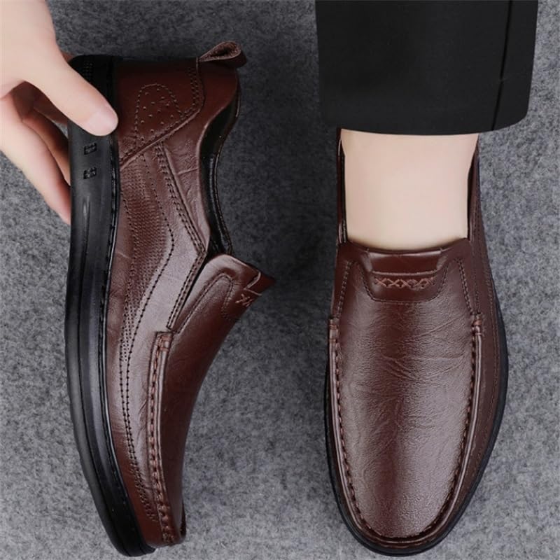 Men's Slip-on Casual Shoes Low-Heeled Oxford Shoes wear-Resistant Round-Toed Non-Slip Comfortable Shoes for Middle-Aged Elderly for Men3