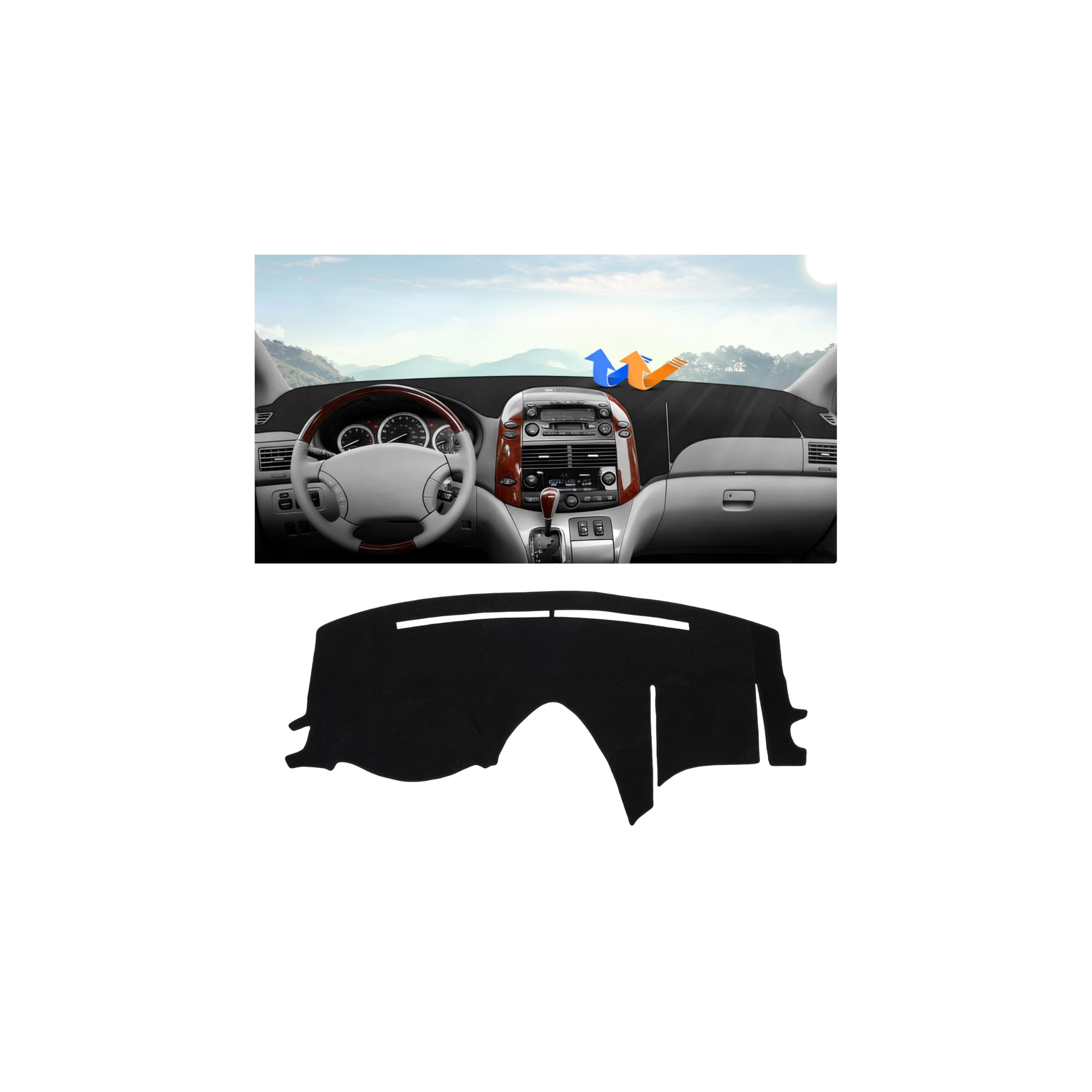 Autorder Dashboard Cover Mat for Toyota Sienna 2004-2010 Accessories Dash Cover Upgrade Flannel Dash Mat Sunshade Glare UV Rays Protector