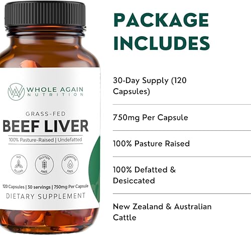 Miniatura 7 de Cápsulas de hígado de carne alimentada con pasto - 3,000 mg porción - Suministro para 30 días - 100% criado en pastos - Sin rellenos ni agentes de
