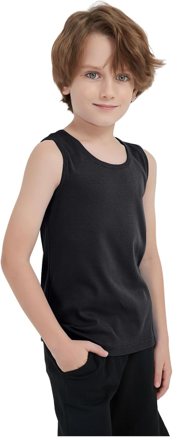 6 Pack Boys Tank Tops Cotton Undershirts Kids Sleeveless Crew Neck Tank Tops for Toddlers Youth(Age 2-16) - Image 6