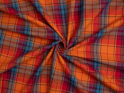 Minerva Core Range Orange Cotton Madras Shirting Fabric for Dressmaking - 145cm Wide - per metre