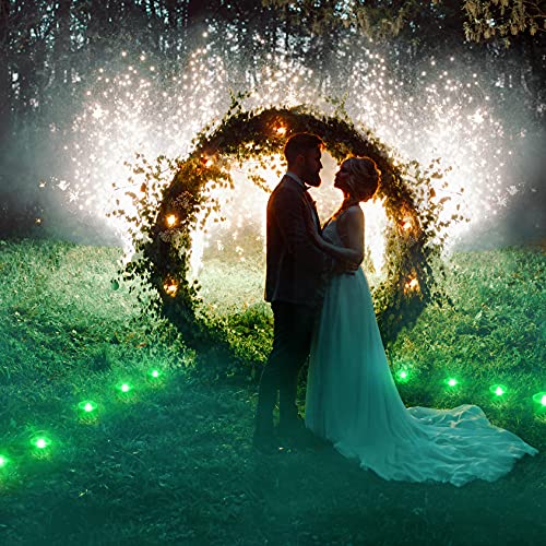 Image of PChero 12pcs Green LED Tea Lights with Timer, Flickering Flameless Tealights Battery Operated Long Lasting Fake Candles for Wedding, Party, Christmas, Halloween and Festival Celebration