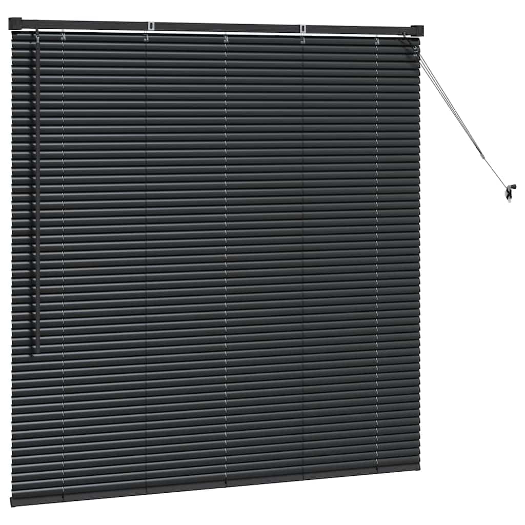 Fensterjalousie Mit Vorhängen Aus Aluminium, Matt Oberfläche, Manuelle Bedienung, Rollos Für Fenster, Rollo Verdunkelung, Geeignet Für Innenräume, Schwarz, 125 x 130 cm