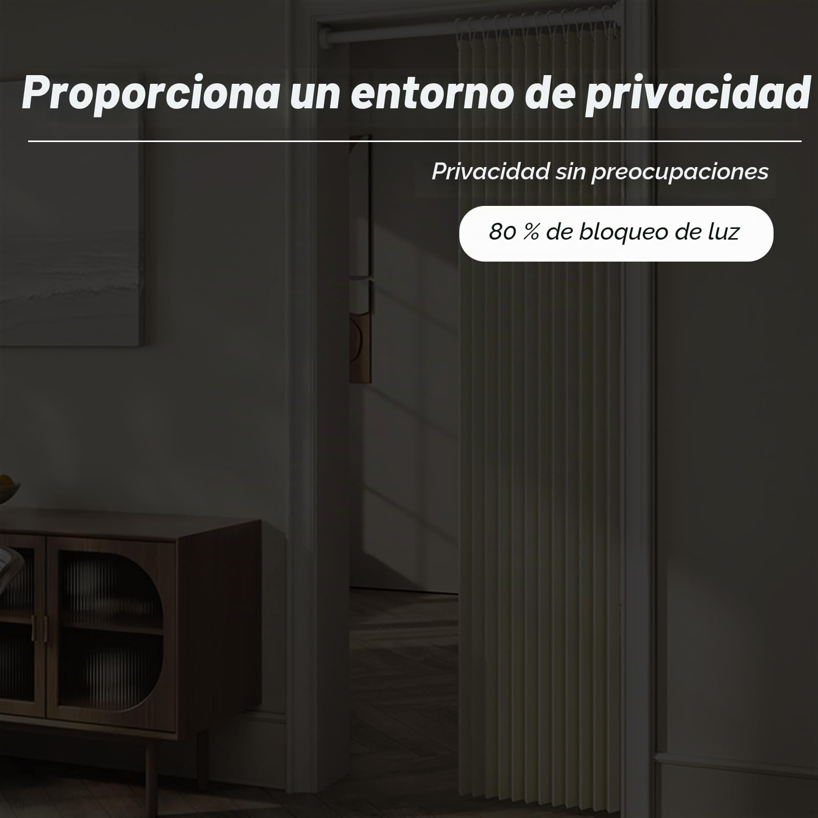 Cortinas Aislante Termica Interior, Cortina Divisor de Ambientes, Cortina Cocina Plisada Plegable Invisible con Ganchos, Estampado de Flores, 1 Panel, 280g/m², Beige, 100x200cm