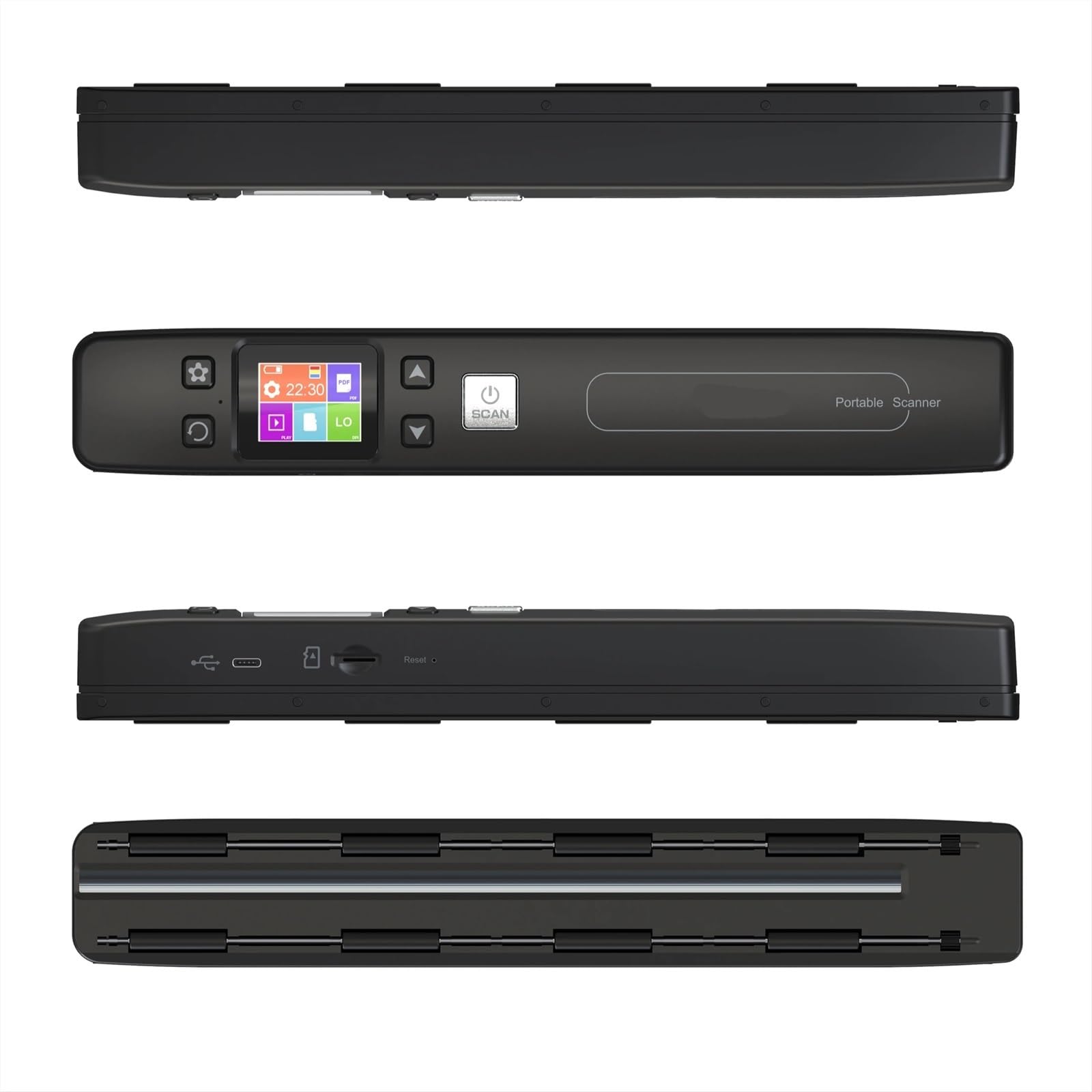 Scanner portatif, Scanner De Documents Et Photos Portable 1050 DPI, Compatible Wi-FI Rechargeable, Format JPG/PDF(Black No WiFi 32g)