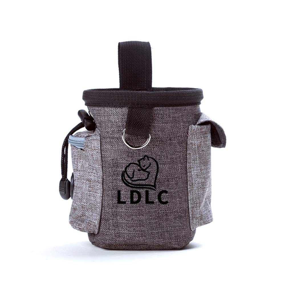 LDLC Dog Treat Bag Puppy Training Pouch with Clip Waist Belt Small Pet Holder, Animal Walking Snack Container Hiking Toys Waste Pack Dispenser Carries (Grey)