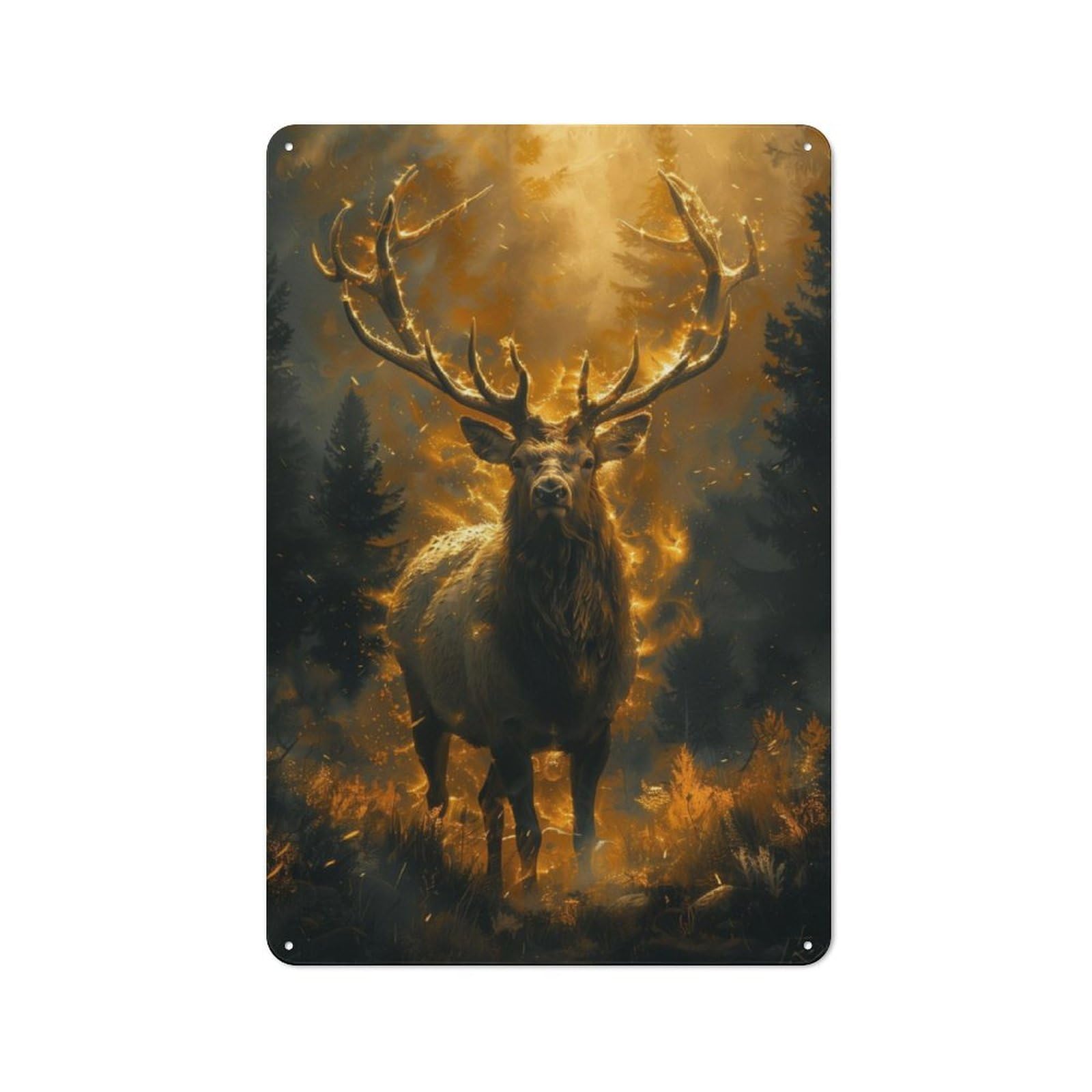 Junmoney Elk In Snowy Meadow Metal Gift Sign 30X20cm, Vintage Home Wall Decor For Home, Shop, Pub Or Studio Wall