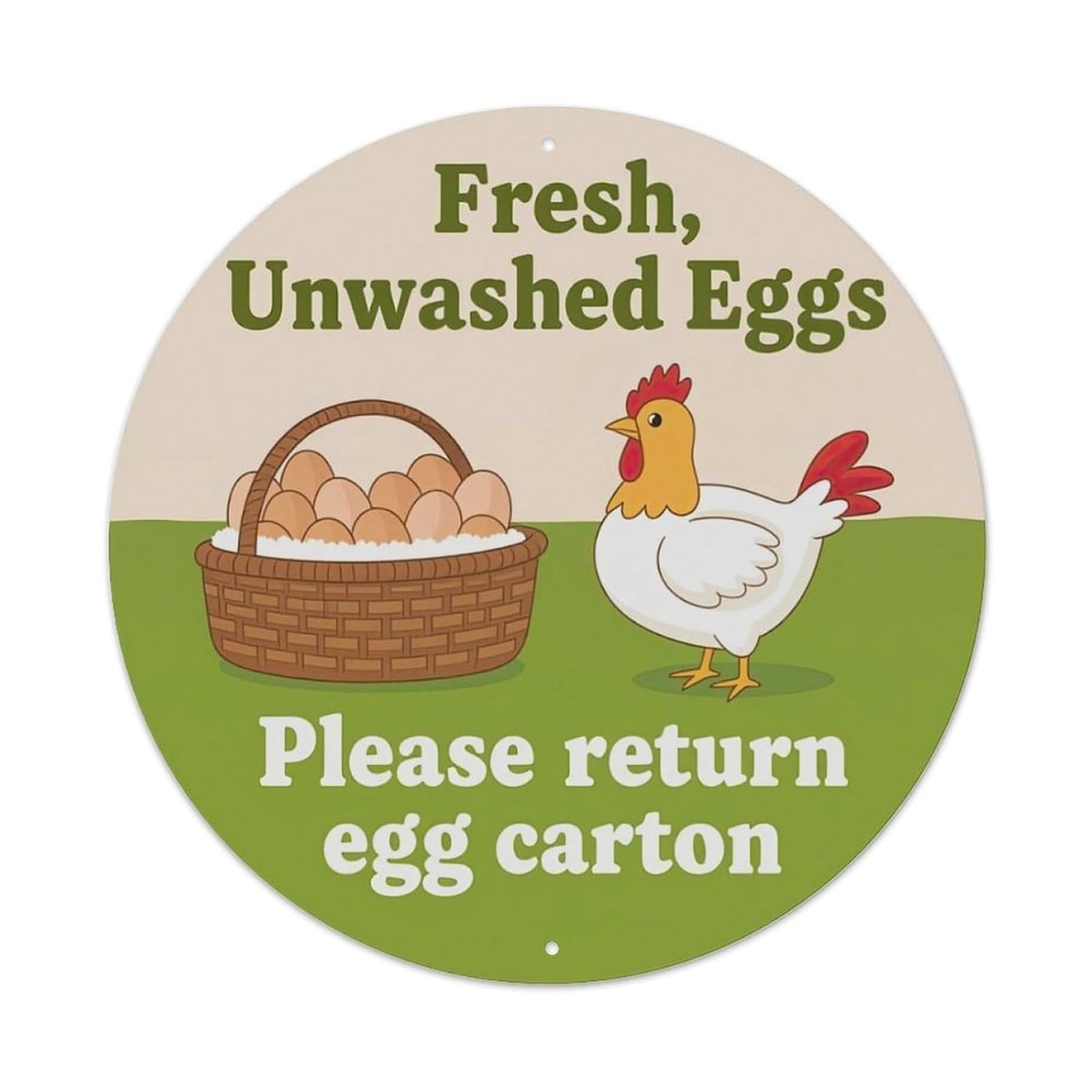 Fresh Unwashed Eggs Chicken Basket Metal Tin Sign